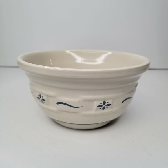 Longaberger Pottery Small Bowl Basketweave Blue Ivory Made In USA - Picture 2 of 7